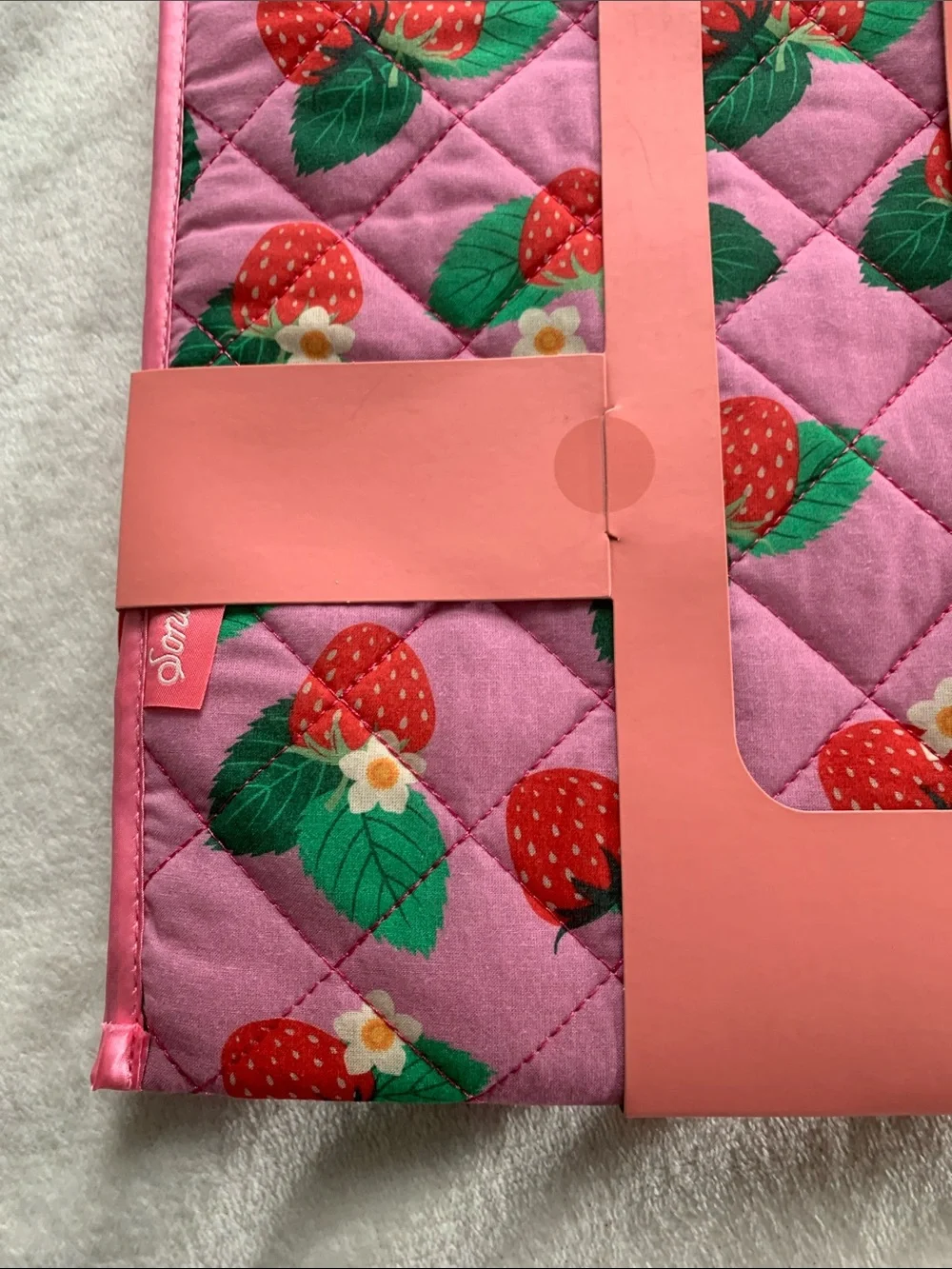 Sonix Pink Quilted Strawberry Print Laptop Sleeve